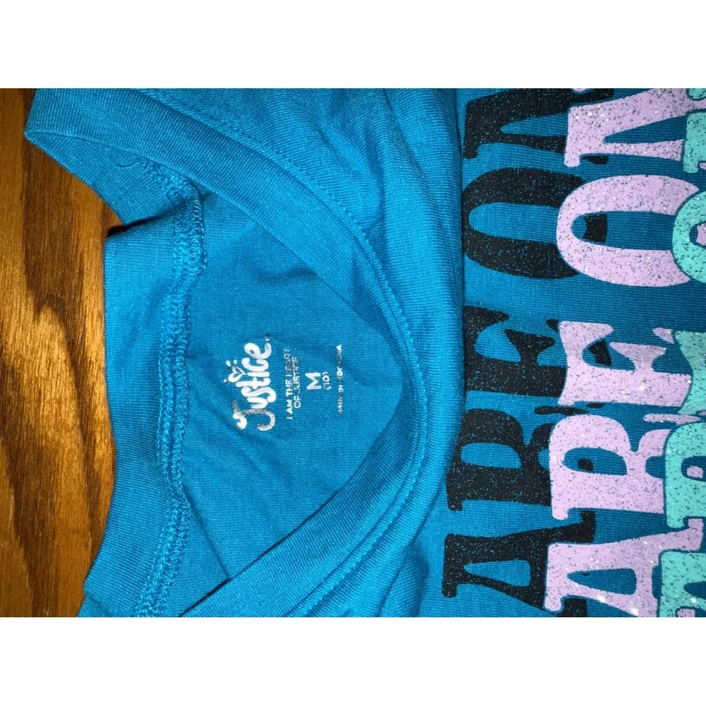 Justice‎ Girls Teal We Are One Graphic T Shirt Size M 10 Youth